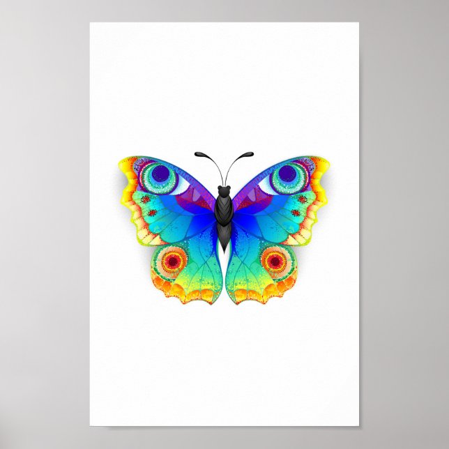 Póster Mariposa Pavo Real Ojo de Arcoíris (Frente)