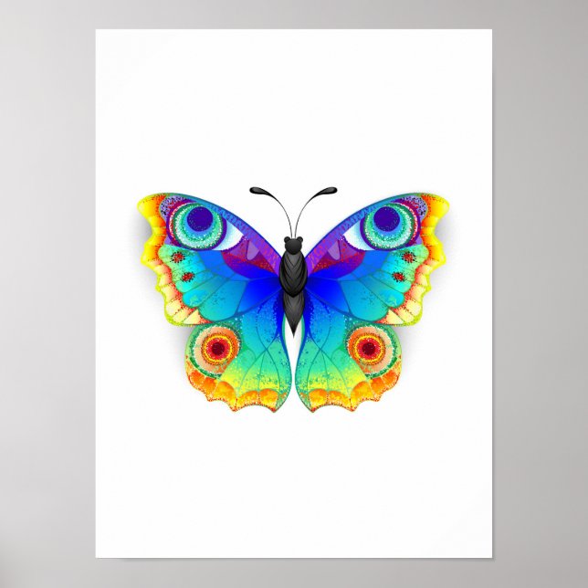 Póster Mariposa Pavo Real Ojo de Arcoíris (Frente)