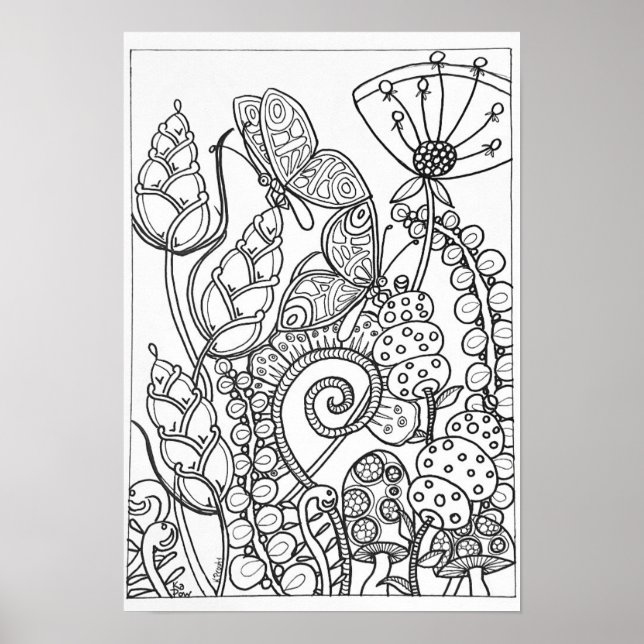 Póster Mariposa poster de coloreado 13x19 (Frente)