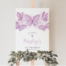 Mariposa Primer cumpleaños Signo de bienvenida de 