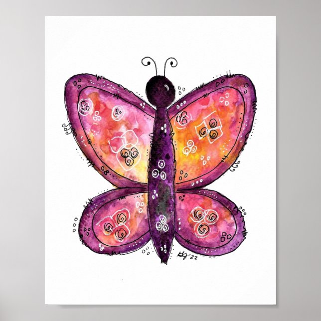 Póster Mariposa púrpura caprichosa (Frente)