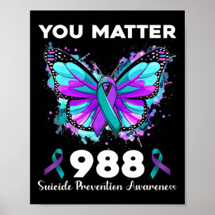 Póster Mariposa que tiene problemas 988 Suicidio preventi
