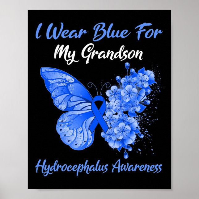 Póster Mariposa Que Uso Azul Para Mi Nieto Hydrocephalu (Frente)