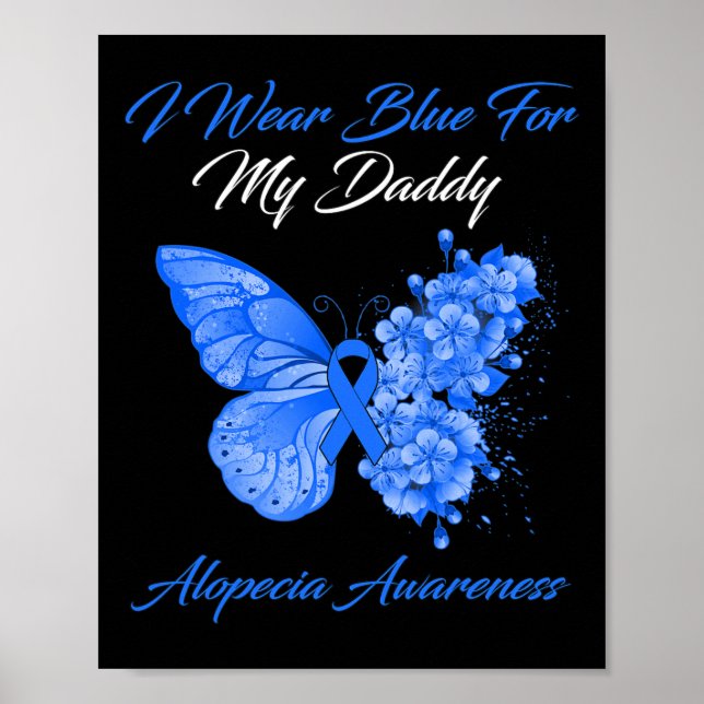 Póster Mariposa Que Uso Azul Para Mi Papi Alopecia Awaren (Frente)