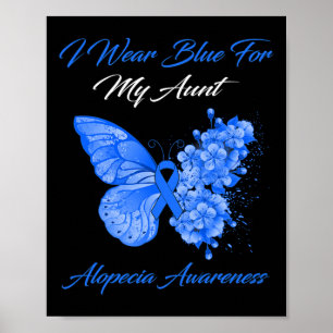 Póster Mariposa Que Uso Azul Para Mi Tía Alopecia Awarene