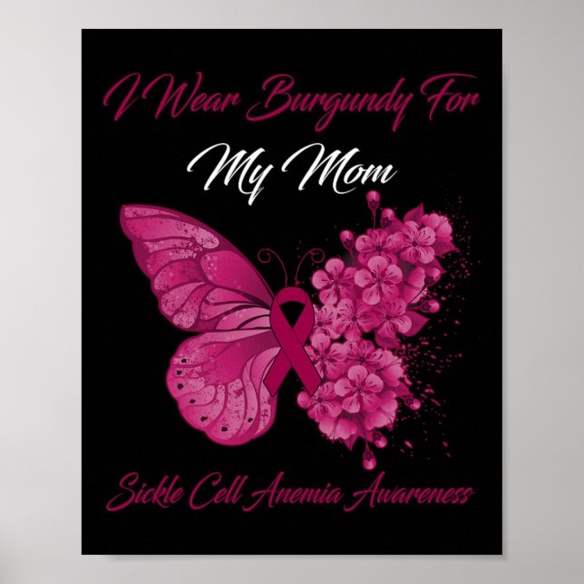 Póster Mariposa Que Uso Borgoña Para Mi Mamá Célula De En (Frente)