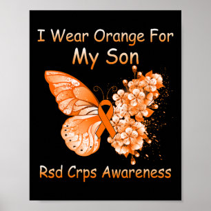Póster Mariposa Que Uso Naranja Para Mi Hijo RSD CRPS Awa