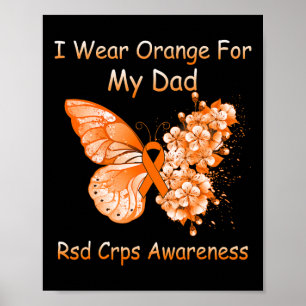 Póster Mariposa Que Uso Naranja Para Mi Papá Rsd Crps Awa