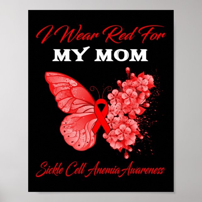 Póster Mariposa Que Uso Rojo Para Mi Mamá Anemia De Célul (Frente)