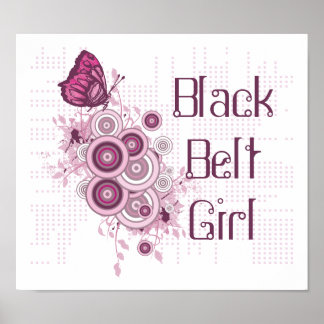 Póster Mariposa rosa Artes marciales negro Chica Poster