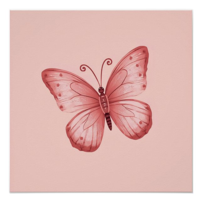 Póster  Mariposa Rosa Caprichosa  (Anverso)