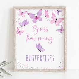 Póster Mariposa rosa morada adivina cuántos juegos