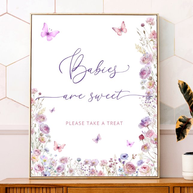 Póster Mariposa rosa morada Flor silvestre Los bebés son  (Subido por el creador)