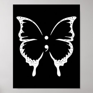 Póster Mariposa Semicolón Sensibilización sobre Salud Men