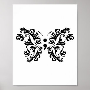 Póster Mariposa Semicolon Suicidio Prevención de Concienc
