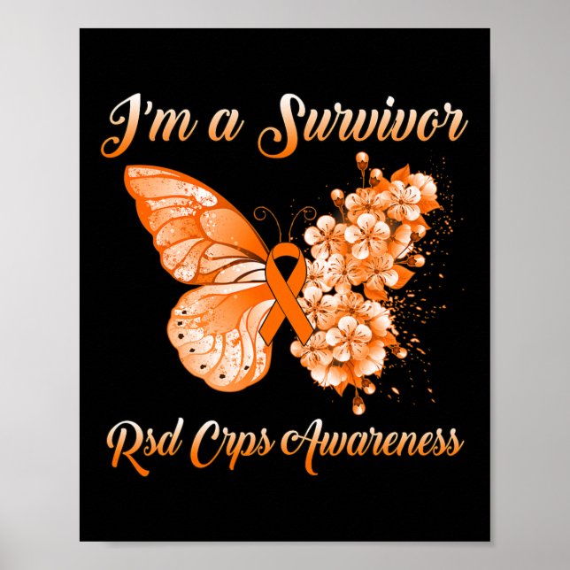 Póster Mariposa Soy Sobreviviente Rsd Crps Conciencia (Frente)