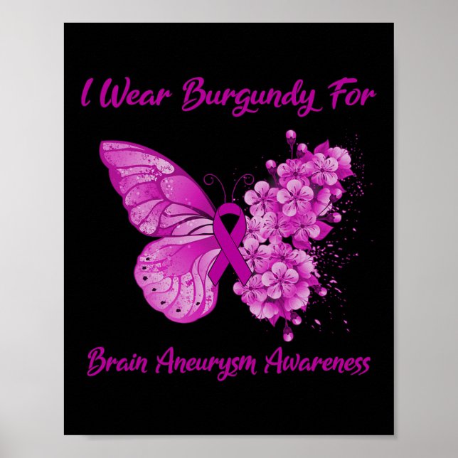 Póster Mariposa: Uso Borgoña Para Consciente Del Aneurali (Frente)