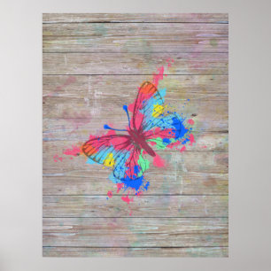 Póster Mariposa vibrante linda fresca del vintage de los