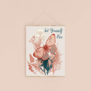Póster Mariposa Vintage en Flor