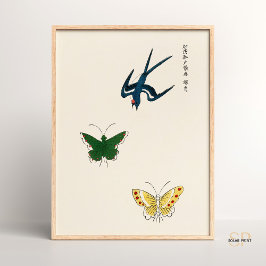 Póster Mariposas antiguas japonesas Yatsuo No Tsubaki