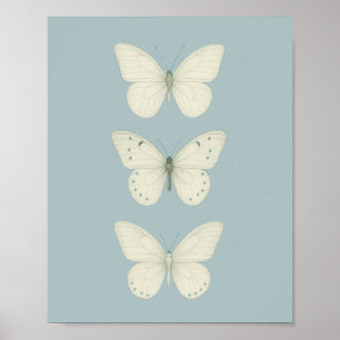 Póster Mariposas blancas en azul - Pared de cosecha verti