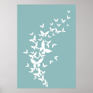 Póster Mariposas blancas en la turquesa