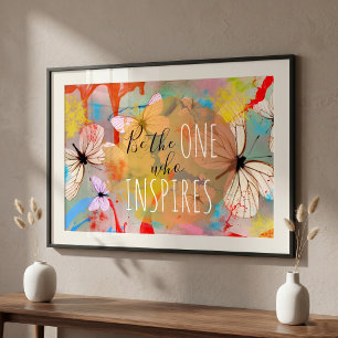 Póster Mariposas blancas pintando las puntas y los pincel