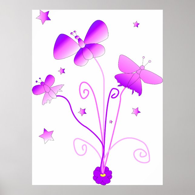 Póster Mariposas con Poster de flores (Frente)
