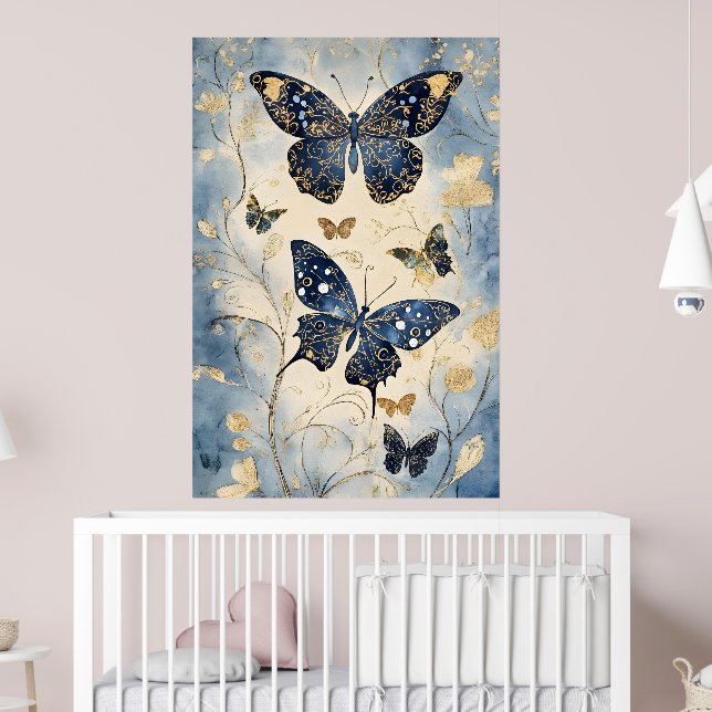 Póster Mariposas de estilo japonés, (Guardería 2)