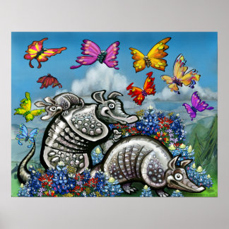 Póster Mariposas de flores silvestres de Armadillos