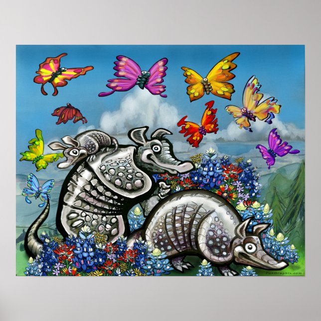 Póster Mariposas de flores silvestres de Armadillos (Frente)