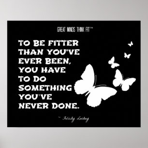 Póster Mariposas de motivación de fitness: Blanco negro 0