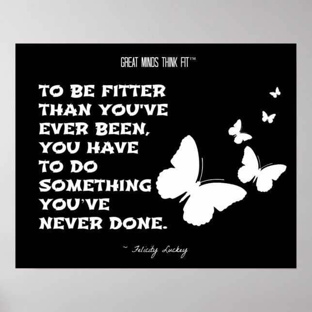 Póster Mariposas de motivación de fitness: Blanco negro 0 (Frente)