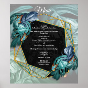 Póster Mariposas de paraídas/salpicaduras de turquesa tro