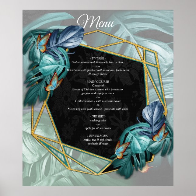 Póster Mariposas de paraídas/salpicaduras de turquesa tro (Frente)