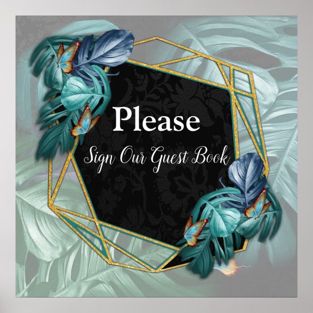 Póster Mariposas de paraídas/salpicaduras de turquesa tro (Frente)