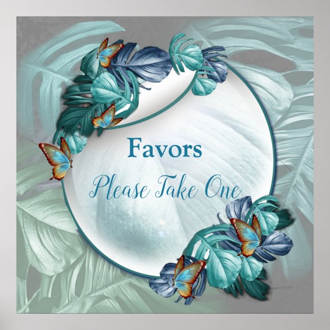 Póster Mariposas de paraídas/salpicaduras de turquesa tro (Frente)