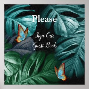 Póster Mariposas de paraídas/salpicaduras de turquesa tro