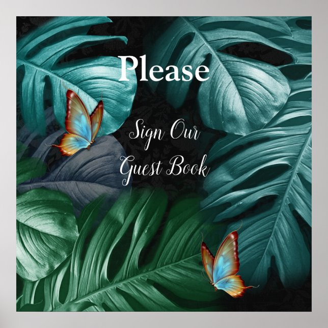 Póster Mariposas de paraídas/salpicaduras de turquesa tro (Frente)