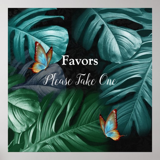 Póster Mariposas de paraídas/salpicaduras de turquesa tro (Frente)