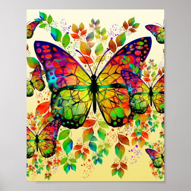 PÓSTER MARIPOSAS DE PRIMAVERA COLORIDA NATURALEZA (Frente)