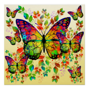 PÓSTER MARIPOSAS DE PRIMAVERA DE COLORIDO
