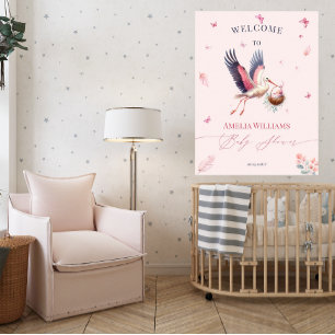 Póster Mariposas de Stork Rosa Suave Bienvenida a la Fies