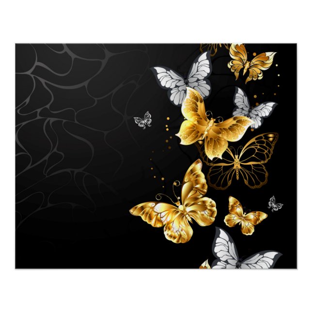 Póster Mariposas doradas y blancas (Anverso)