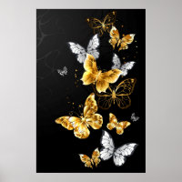 Mariposas doradas y blancas