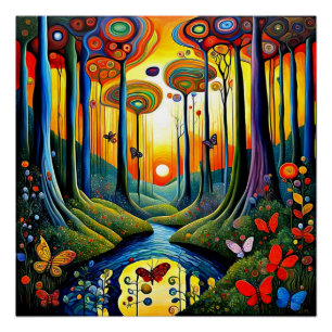 Póster Mariposas en el bosque