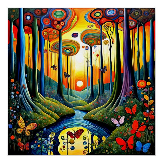 Póster Mariposas en el bosque (Anverso)