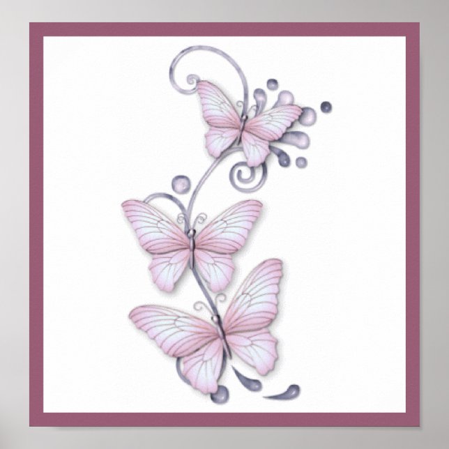 Póster Mariposas en flor (Frente)