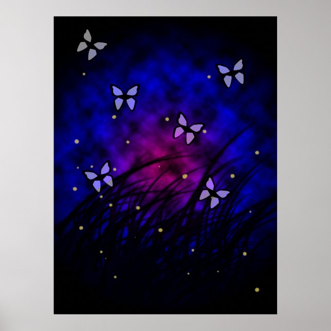 Póster Mariposas en Poster nocturno (Frente)