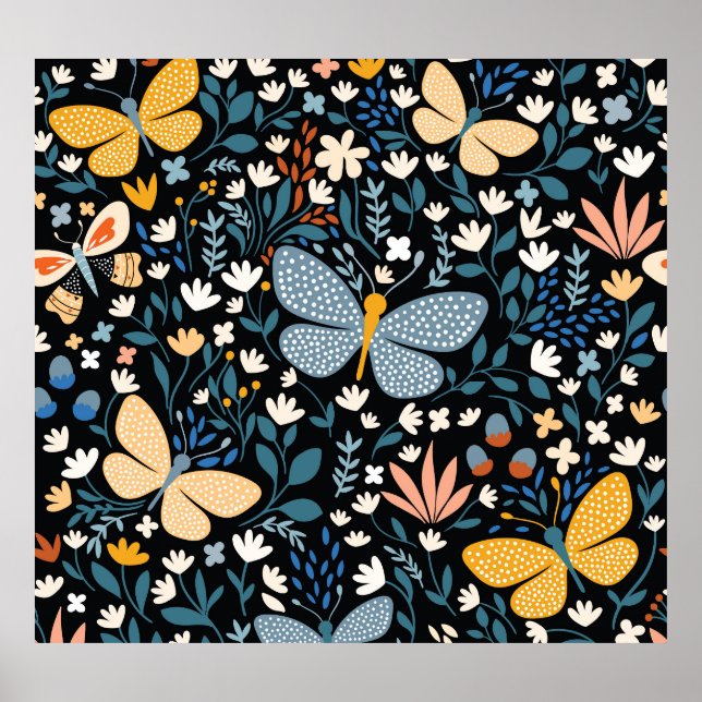 Póster Mariposas Florales: Mano Sin Marea. (Frente)